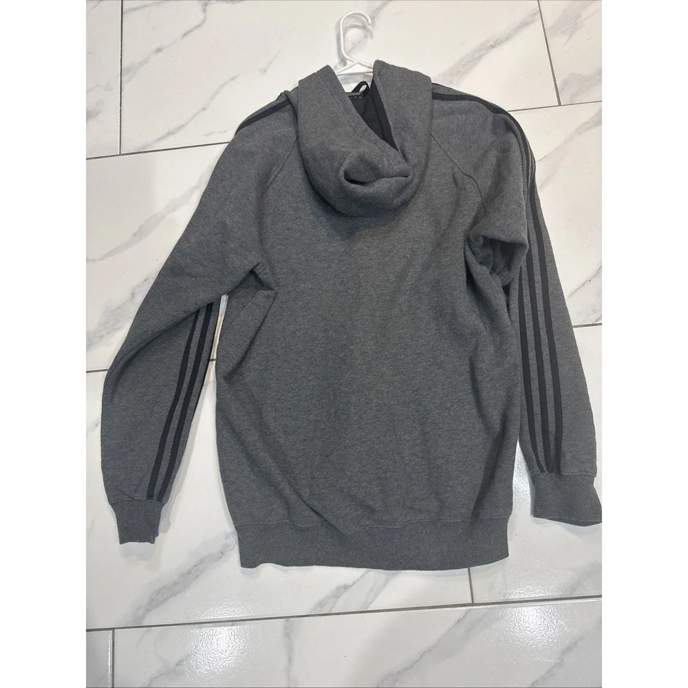 Adidas Hoodie Men's Medium Gray Cotton 90 % Polyester 10 % Pullover Sweatshirt